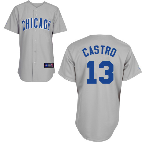 Starlin Castro #13 Youth Baseball Jersey-Chicago Cubs Authentic Road Gray MLB Jersey